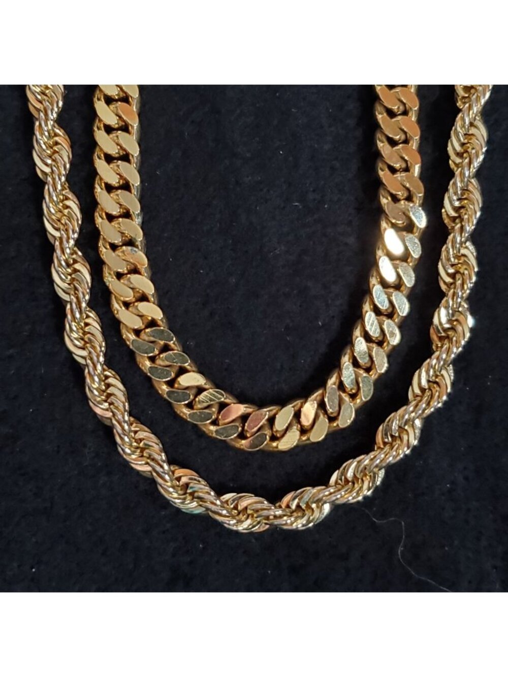 Vintage Chain Necklace Lot Heavy Chunky Rope Cuban Link 28" 23"